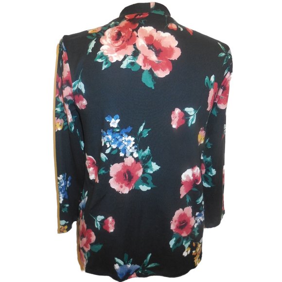 Vintage Blouse Top stretchy knit floral black-pink wear to work retro romantic - Picture 4 of 8